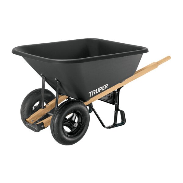 Carretilla de Plástico Truper T-8 Negro Doble Llanta Neumática (1)