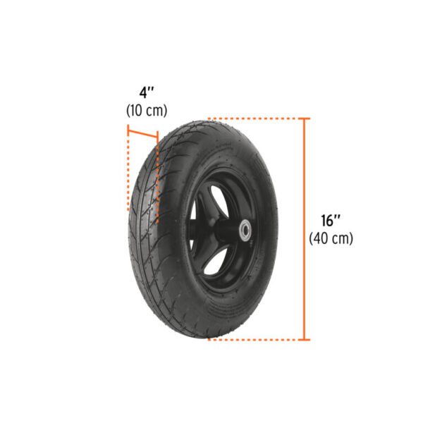 Carretilla de Plástico Truper T-8 Negro Doble Llanta Neumática (5)