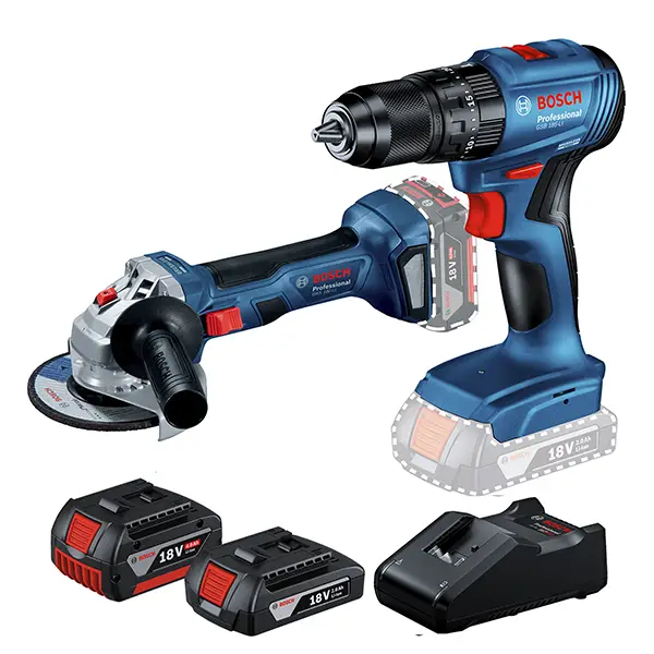 Combo Bosch Taladro GSB 185-LI + Pulidora GWS 180-LI 18V 2B (1)