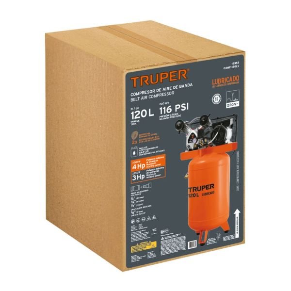 Compresor Lubricado de Banda 120L Truper 3