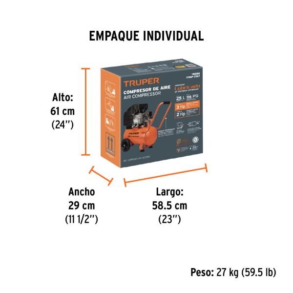 Compresor de Aire Lubricado Truper de 25 Litros 4