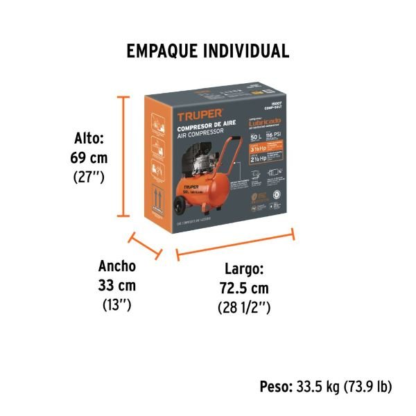 Compresor de Aire Lubricado Truper de 50 Litros 4
