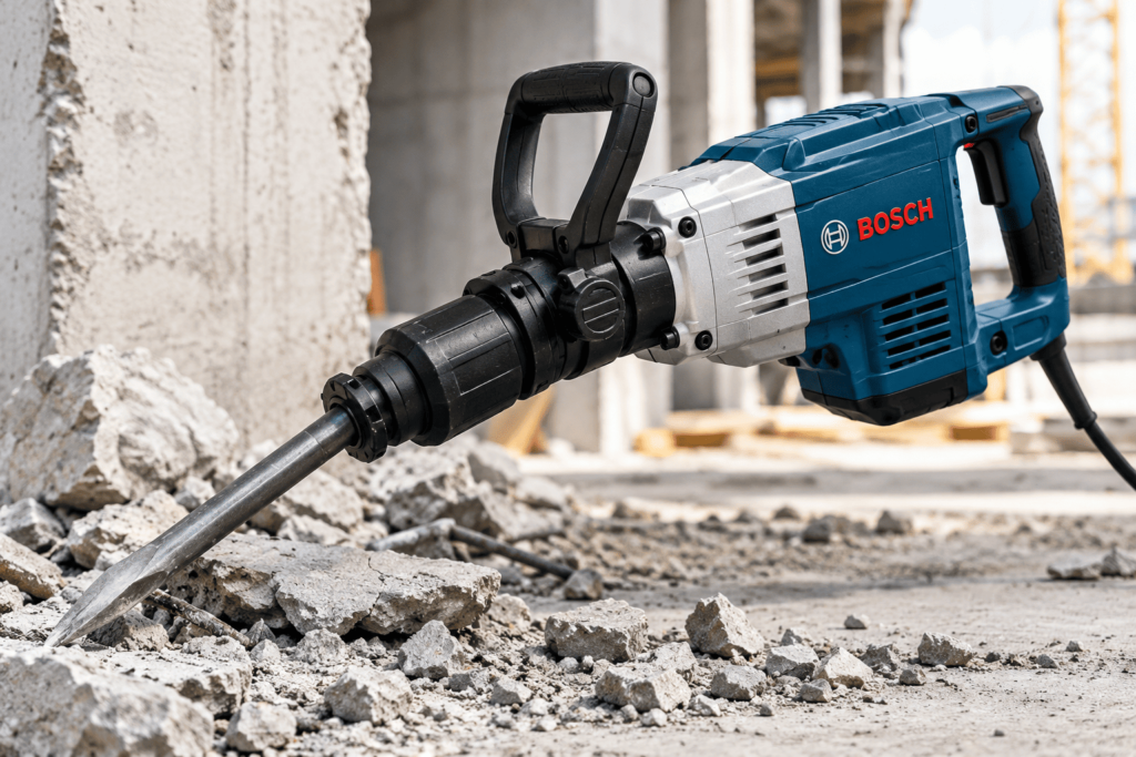 Demoledor eléctrico Bosch para trabajos de demolición de concreto y construcción